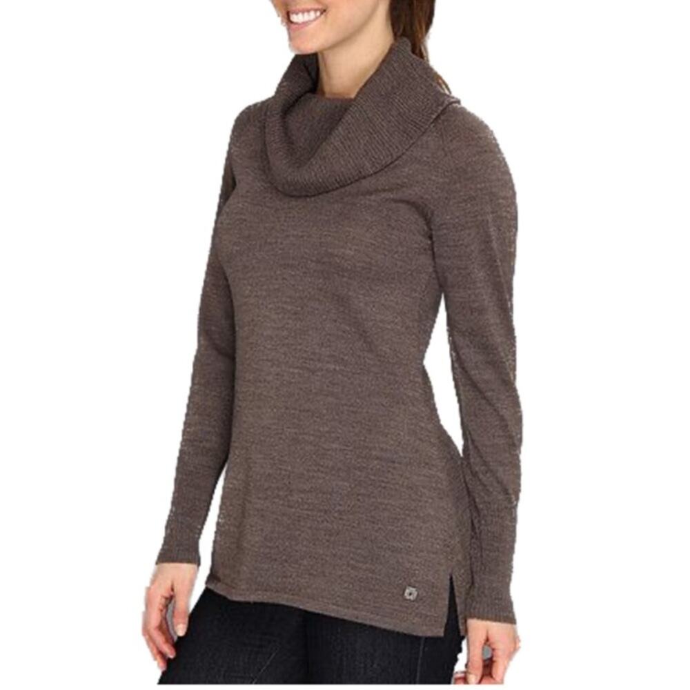 Smartwool Minturn Drape Long Sleeve Cowl Turtleneck Sweater Brown Merino Small